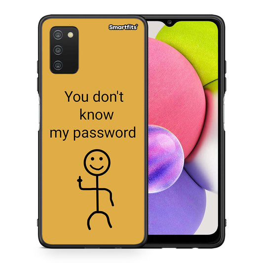 Θήκη Samsung A03s My Password από τη Smartfits με σχέδιο στο πίσω μέρος και μαύρο περίβλημα | Samsung A03s My Password case with colorful back and black bezels