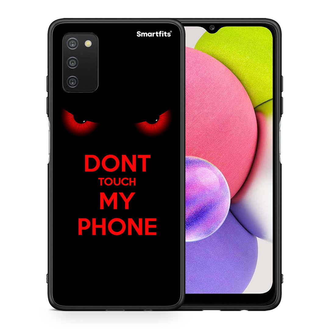 Θήκη Samsung A03s Touch My Phone από τη Smartfits με σχέδιο στο πίσω μέρος και μαύρο περίβλημα | Samsung A03s Touch My Phone case with colorful back and black bezels
