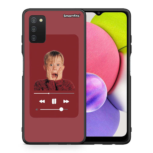 Θήκη Samsung A03s Xmas Alone Music από τη Smartfits με σχέδιο στο πίσω μέρος και μαύρο περίβλημα | Samsung A03s Xmas Alone Music case with colorful back and black bezels