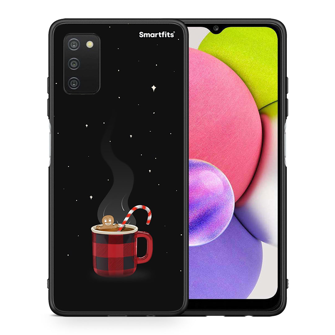 Θήκη Samsung A03s Xmas Bathing από τη Smartfits με σχέδιο στο πίσω μέρος και μαύρο περίβλημα | Samsung A03s Xmas Bathing case with colorful back and black bezels