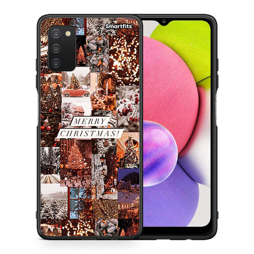 Θήκη Samsung A03s Xmas Collage από τη Smartfits με σχέδιο στο πίσω μέρος και μαύρο περίβλημα | Samsung A03s Xmas Collage case with colorful back and black bezels