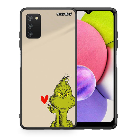 Θήκη Samsung A03s Xmas Grinch από τη Smartfits με σχέδιο στο πίσω μέρος και μαύρο περίβλημα | Samsung A03s Xmas Grinch case with colorful back and black bezels