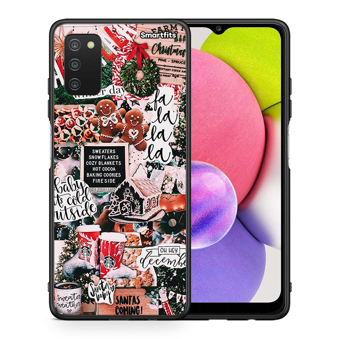 Θήκη Samsung A03s Xmas Habbits από τη Smartfits με σχέδιο στο πίσω μέρος και μαύρο περίβλημα | Samsung A03s Xmas Habbits case with colorful back and black bezels