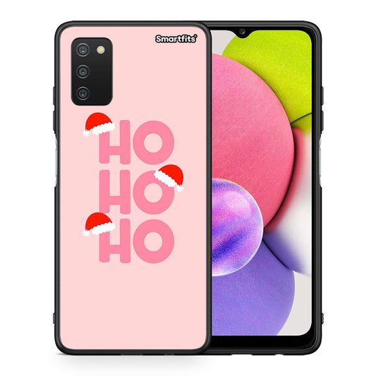 Θήκη Samsung A03s Xmas Ho Ho Ho από τη Smartfits με σχέδιο στο πίσω μέρος και μαύρο περίβλημα | Samsung A03s Xmas Ho Ho Ho case with colorful back and black bezels