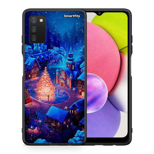 Θήκη Samsung A03s Xmas Village από τη Smartfits με σχέδιο στο πίσω μέρος και μαύρο περίβλημα | Samsung A03s Xmas Village case with colorful back and black bezels