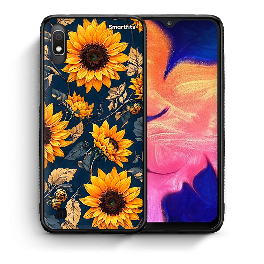 Θήκη Samsung A10 Autumn Sunflowers από τη Smartfits με σχέδιο στο πίσω μέρος και μαύρο περίβλημα | Samsung A10 Autumn Sunflowers case with colorful back and black bezels
