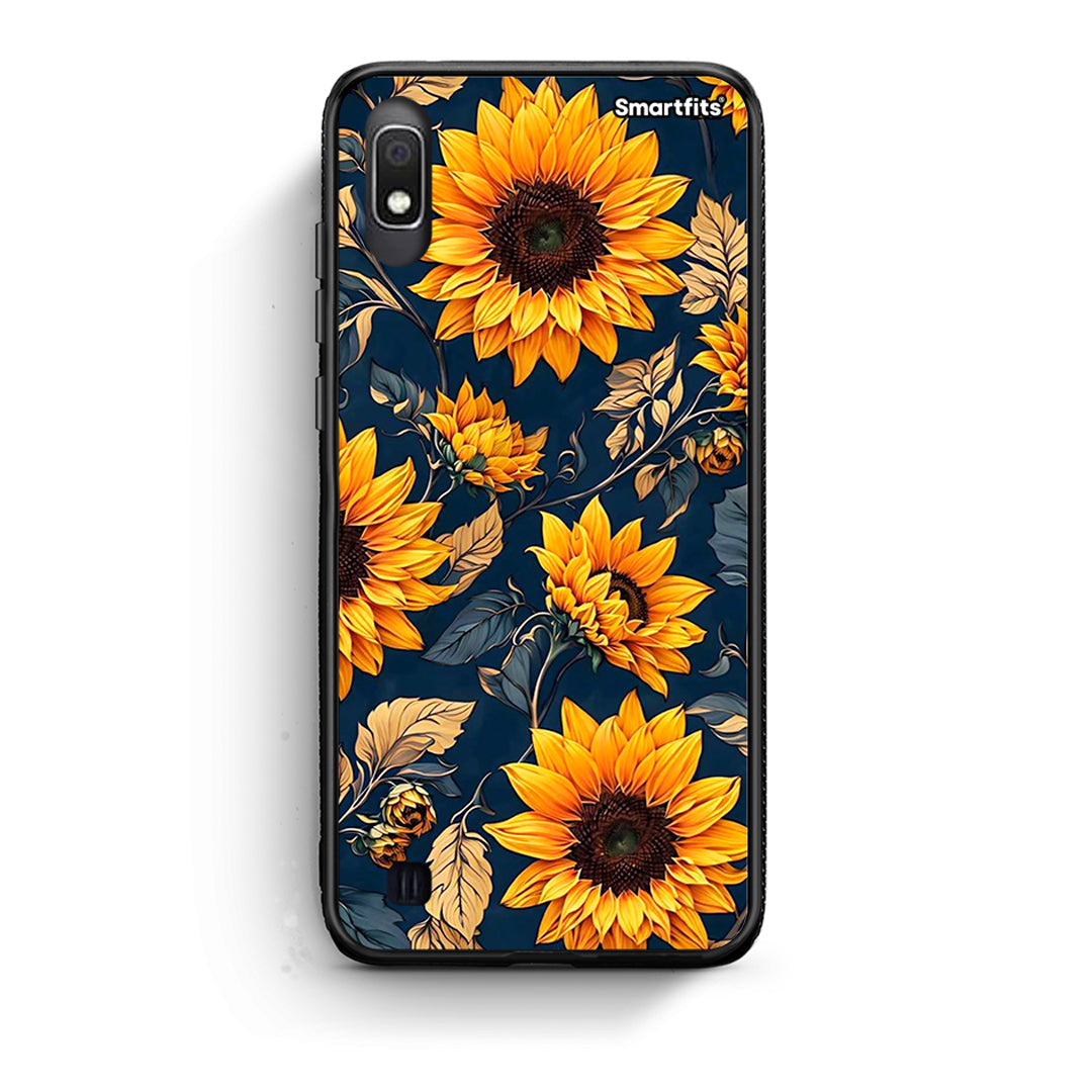 Samsung A10 Autumn Sunflowers Θήκη από τη Smartfits με σχέδιο στο πίσω μέρος και μαύρο περίβλημα | Smartphone case with colorful back and black bezels by Smartfits