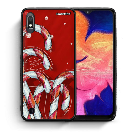 Θήκη Samsung A10 Candy Cane από τη Smartfits με σχέδιο στο πίσω μέρος και μαύρο περίβλημα | Samsung A10 Candy Cane case with colorful back and black bezels