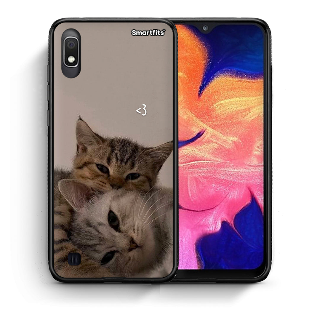Θήκη Samsung A10 Cats In Love από τη Smartfits με σχέδιο στο πίσω μέρος και μαύρο περίβλημα | Samsung A10 Cats In Love case with colorful back and black bezels