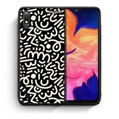Θήκη Samsung A10 Doodle Art από τη Smartfits με σχέδιο στο πίσω μέρος και μαύρο περίβλημα | Samsung A10 Doodle Art case with colorful back and black bezels