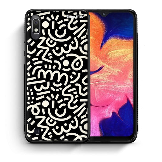 Θήκη Samsung A10 Doodle Art από τη Smartfits με σχέδιο στο πίσω μέρος και μαύρο περίβλημα | Samsung A10 Doodle Art case with colorful back and black bezels
