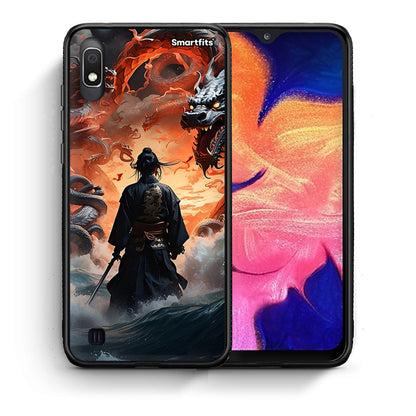 Θήκη Samsung A10 Dragons Fight από τη Smartfits με σχέδιο στο πίσω μέρος και μαύρο περίβλημα | Samsung A10 Dragons Fight case with colorful back and black bezels
