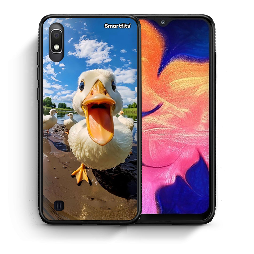 Θήκη Samsung A10 Duck Face από τη Smartfits με σχέδιο στο πίσω μέρος και μαύρο περίβλημα | Samsung A10 Duck Face case with colorful back and black bezels