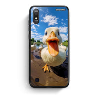 Thumbnail for Samsung A10 Duck Face θήκη από τη Smartfits με σχέδιο στο πίσω μέρος και μαύρο περίβλημα | Smartphone case with colorful back and black bezels by Smartfits