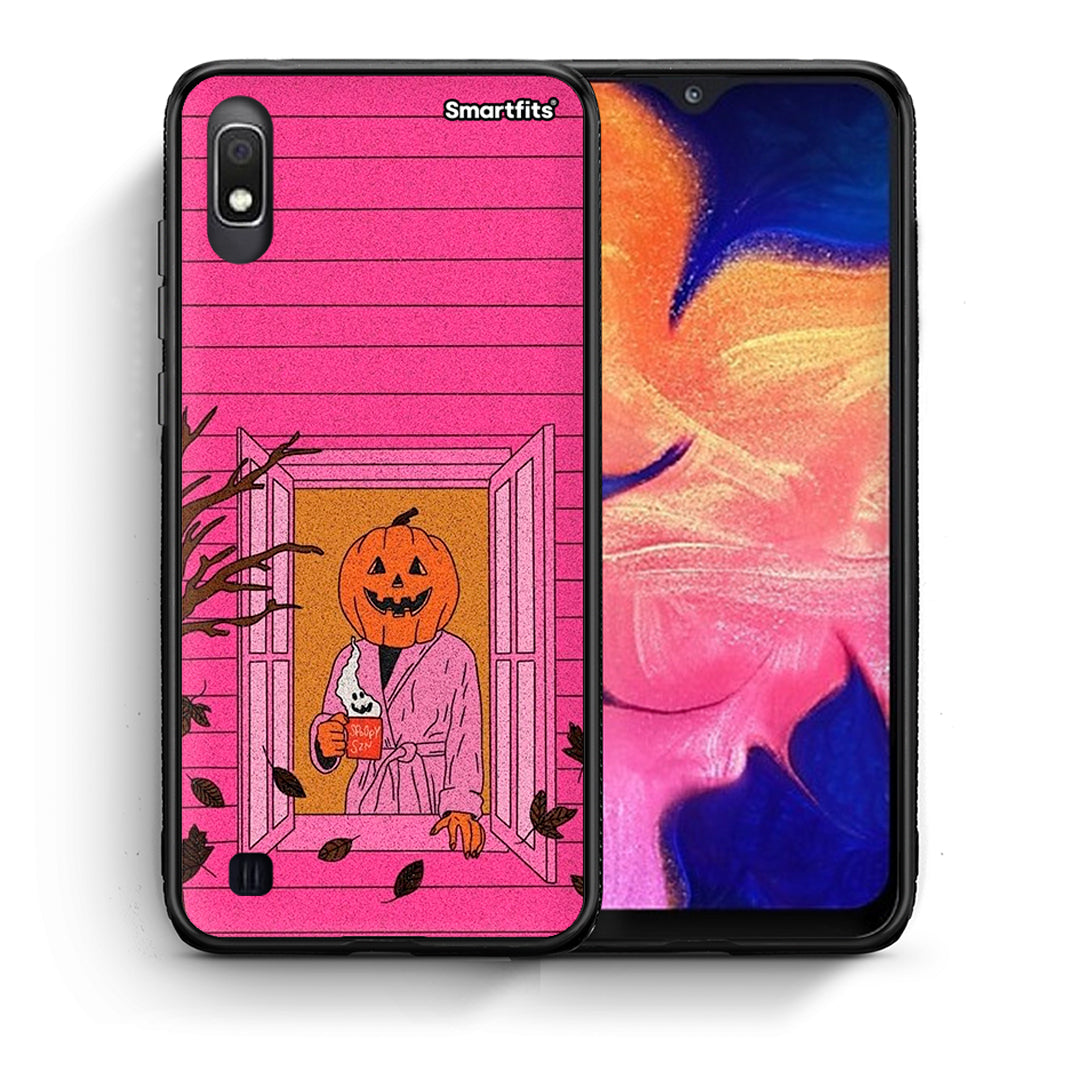 Θήκη Samsung A10 Halloween Pumpkin Lady από τη Smartfits με σχέδιο στο πίσω μέρος και μαύρο περίβλημα | Samsung A10 Halloween Pumpkin Lady case with colorful back and black bezels