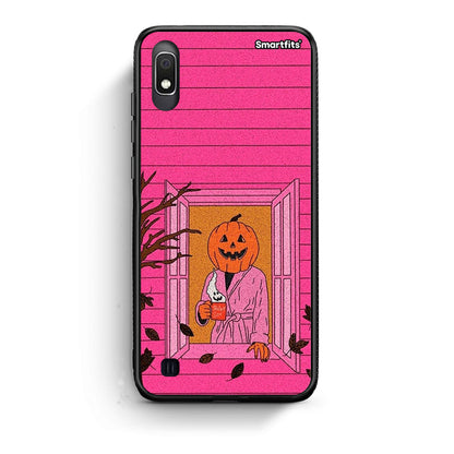 Samsung A10 Halloween Pumpkin Lady Θήκη από τη Smartfits με σχέδιο στο πίσω μέρος και μαύρο περίβλημα | Smartphone case with colorful back and black bezels by Smartfits