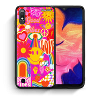 Thumbnail for Θήκη Samsung A10 Hippie Love από τη Smartfits με σχέδιο στο πίσω μέρος και μαύρο περίβλημα | Samsung A10 Hippie Love case with colorful back and black bezels