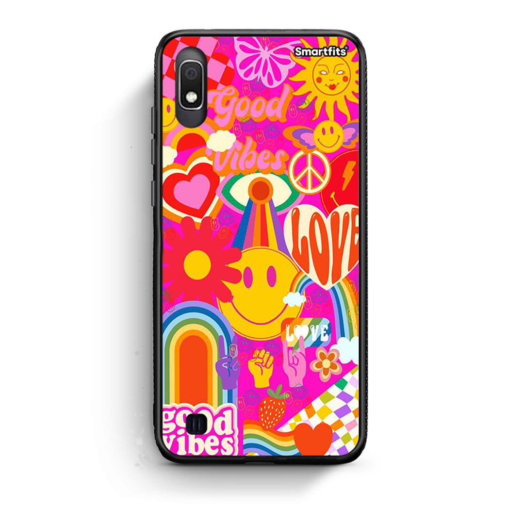 Samsung A10 Hippie Love θήκη από τη Smartfits με σχέδιο στο πίσω μέρος και μαύρο περίβλημα | Smartphone case with colorful back and black bezels by Smartfits
