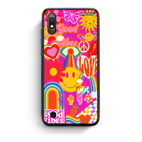 Thumbnail for Samsung A10 Hippie Love θήκη από τη Smartfits με σχέδιο στο πίσω μέρος και μαύρο περίβλημα | Smartphone case with colorful back and black bezels by Smartfits