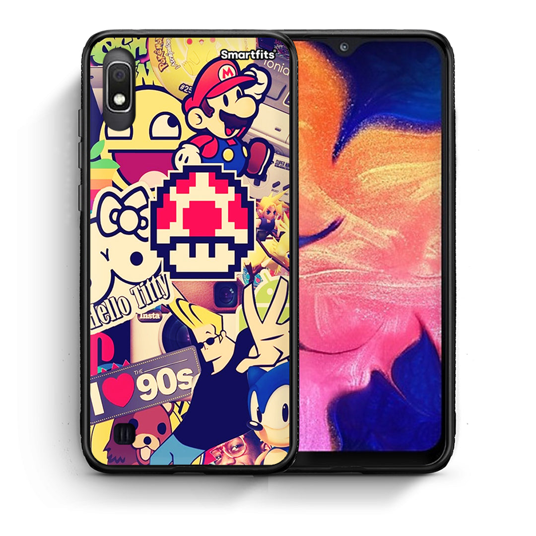 Θήκη Samsung A10 Love The 90s από τη Smartfits με σχέδιο στο πίσω μέρος και μαύρο περίβλημα | Samsung A10 Love The 90s case with colorful back and black bezels