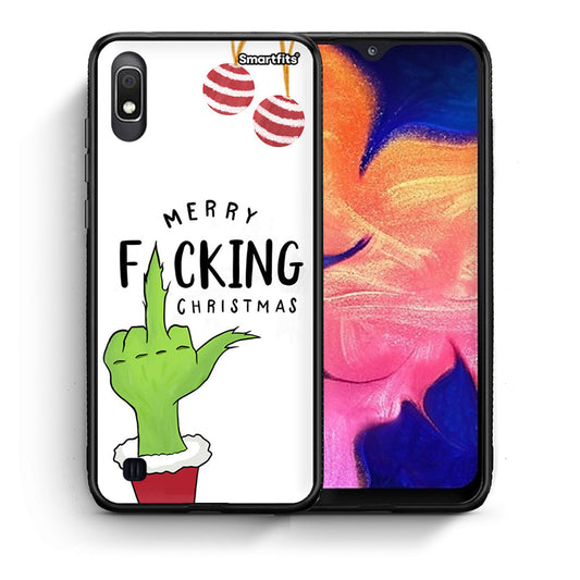 Θήκη Samsung A10 Merry F Xmas από τη Smartfits με σχέδιο στο πίσω μέρος και μαύρο περίβλημα | Samsung A10 Merry F Xmas case with colorful back and black bezels