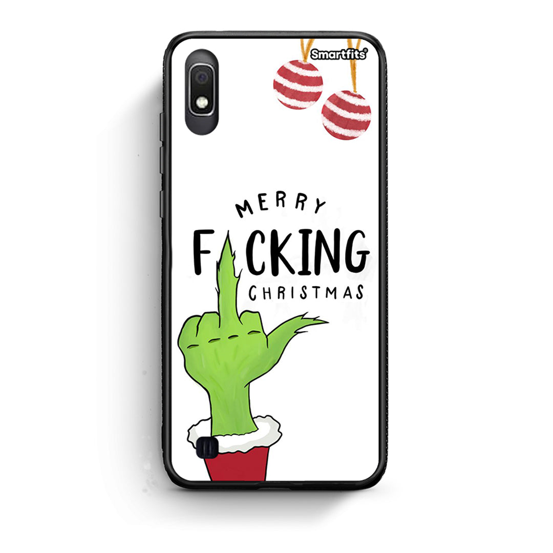 Samsung A10 Merry F Xmas θήκη από τη Smartfits με σχέδιο στο πίσω μέρος και μαύρο περίβλημα | Smartphone case with colorful back and black bezels by Smartfits