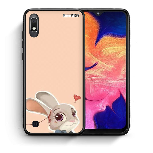 Θήκη Samsung A10 Nick Wilde And Judy Hopps Love 2 από τη Smartfits με σχέδιο στο πίσω μέρος και μαύρο περίβλημα | Samsung A10 Nick Wilde And Judy Hopps Love 2 case with colorful back and black bezels