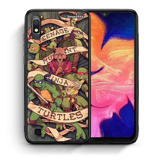 Θήκη Samsung A10 Ninja Turtles από τη Smartfits με σχέδιο στο πίσω μέρος και μαύρο περίβλημα | Samsung A10 Ninja Turtles case with colorful back and black bezels
