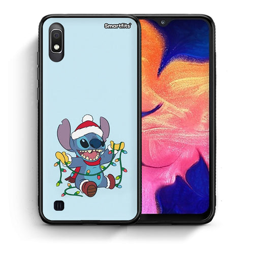 Θήκη Samsung A10 Santa Stich από τη Smartfits με σχέδιο στο πίσω μέρος και μαύρο περίβλημα | Samsung A10 Santa Stich case with colorful back and black bezels