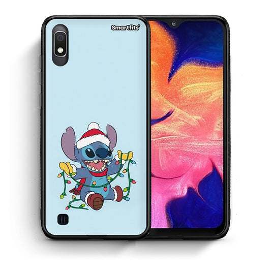 Θήκη Samsung A10 Santa Stich από τη Smartfits με σχέδιο στο πίσω μέρος και μαύρο περίβλημα | Samsung A10 Santa Stich case with colorful back and black bezels