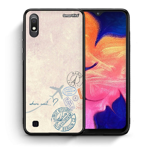 Θήκη Samsung A10 Where Next από τη Smartfits με σχέδιο στο πίσω μέρος και μαύρο περίβλημα | Samsung A10 Where Next case with colorful back and black bezels