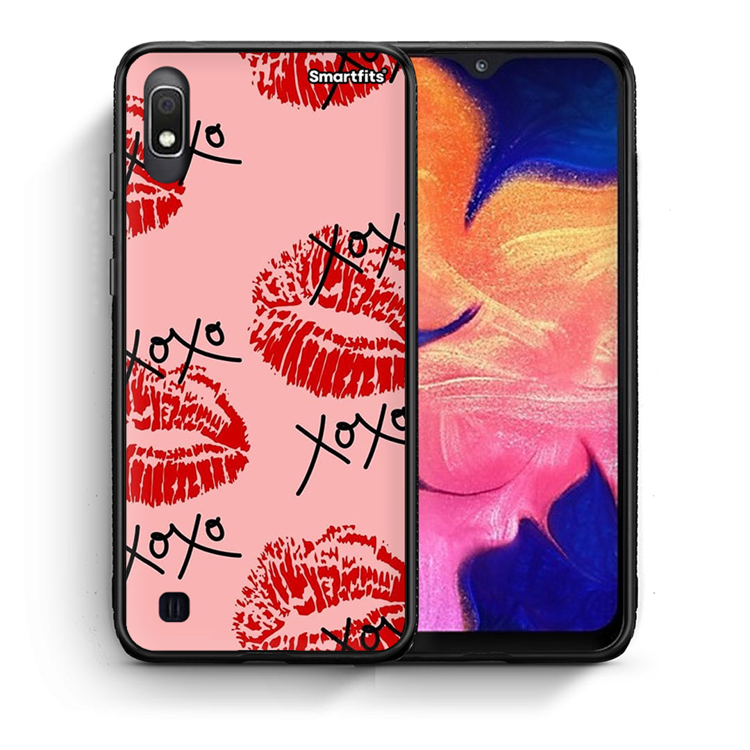 Θήκη Samsung A10 XOXO Lips από τη Smartfits με σχέδιο στο πίσω μέρος και μαύρο περίβλημα | Samsung A10 XOXO Lips case with colorful back and black bezels