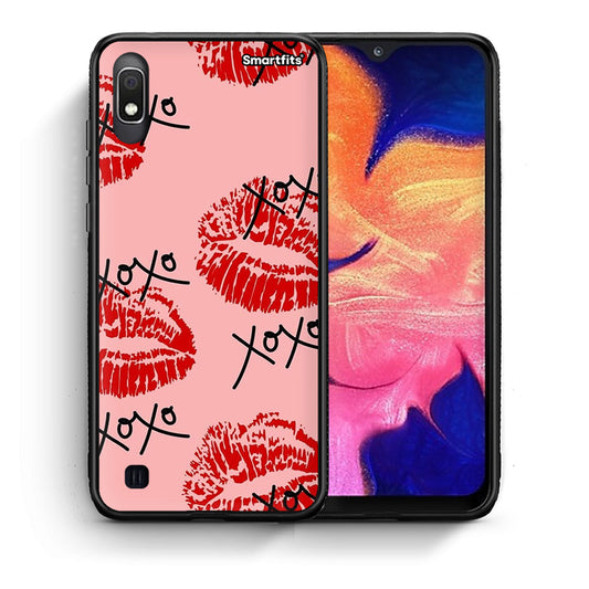 Θήκη Samsung A10 XOXO Lips από τη Smartfits με σχέδιο στο πίσω μέρος και μαύρο περίβλημα | Samsung A10 XOXO Lips case with colorful back and black bezels