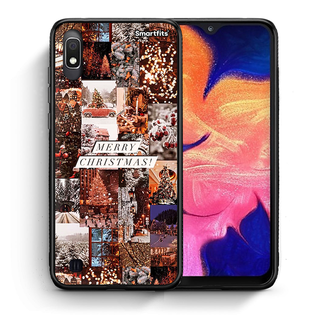 Θήκη Samsung A10 Xmas Collage από τη Smartfits με σχέδιο στο πίσω μέρος και μαύρο περίβλημα | Samsung A10 Xmas Collage case with colorful back and black bezels