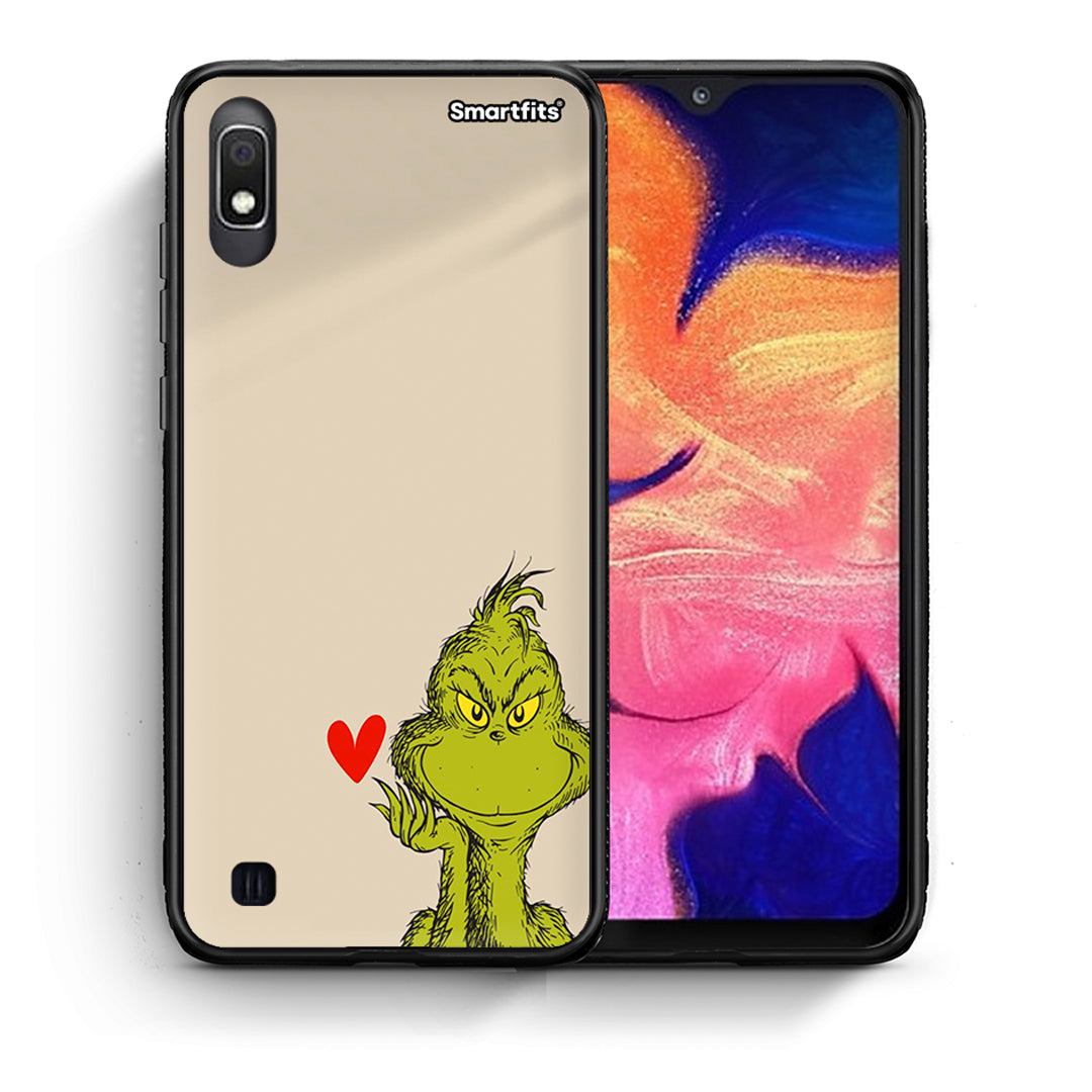 Θήκη Samsung A10 Xmas Grinch από τη Smartfits με σχέδιο στο πίσω μέρος και μαύρο περίβλημα | Samsung A10 Xmas Grinch case with colorful back and black bezels