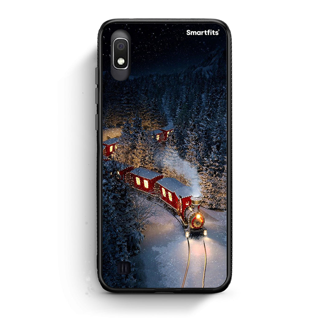 Samsung A10 Xmas Train θήκη από τη Smartfits με σχέδιο στο πίσω μέρος και μαύρο περίβλημα | Smartphone case with colorful back and black bezels by Smartfits