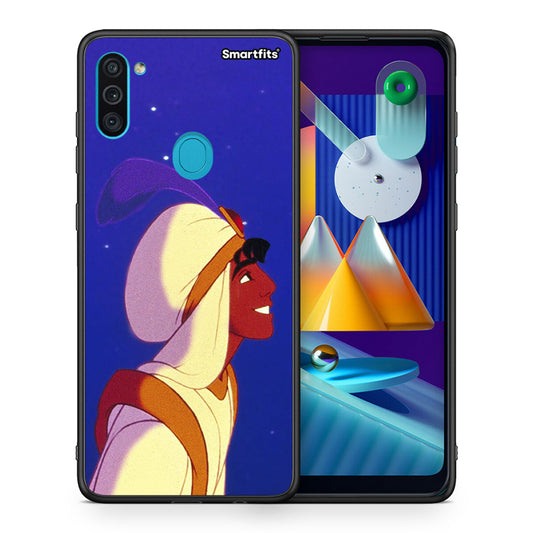 Θήκη Samsung A11/M11 Alladin And Jasmine Love 1 από τη Smartfits με σχέδιο στο πίσω μέρος και μαύρο περίβλημα | Samsung A11/M11 Alladin And Jasmine Love 1 case with colorful back and black bezels