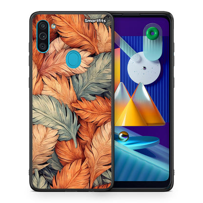 Θήκη Samsung A11 / M11 Autumn Leaves από τη Smartfits με σχέδιο στο πίσω μέρος και μαύρο περίβλημα | Samsung A11 / M11 Autumn Leaves case with colorful back and black bezels