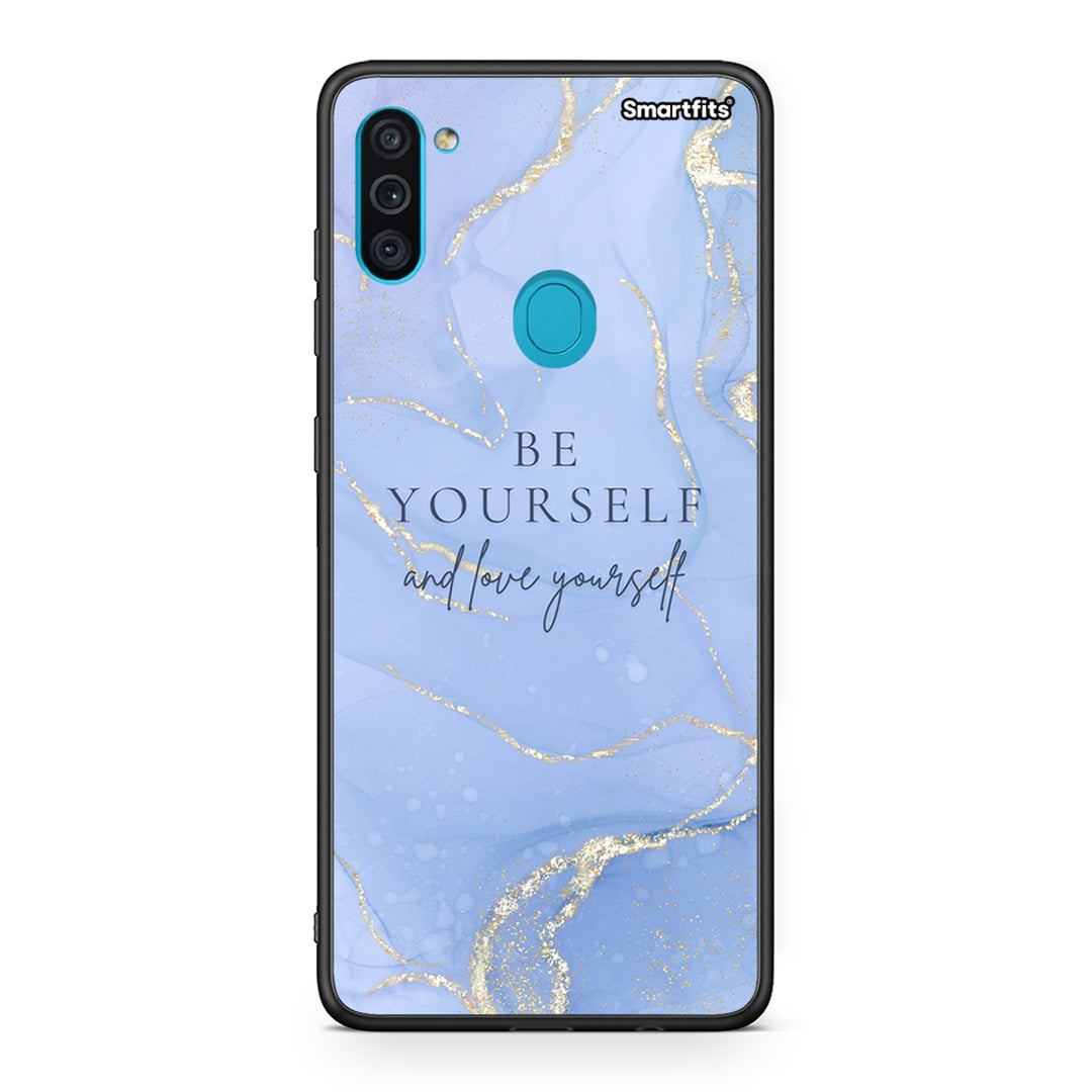 Samsung A11/M11 Be Yourself θήκη από τη Smartfits με σχέδιο στο πίσω μέρος και μαύρο περίβλημα | Smartphone case with colorful back and black bezels by Smartfits