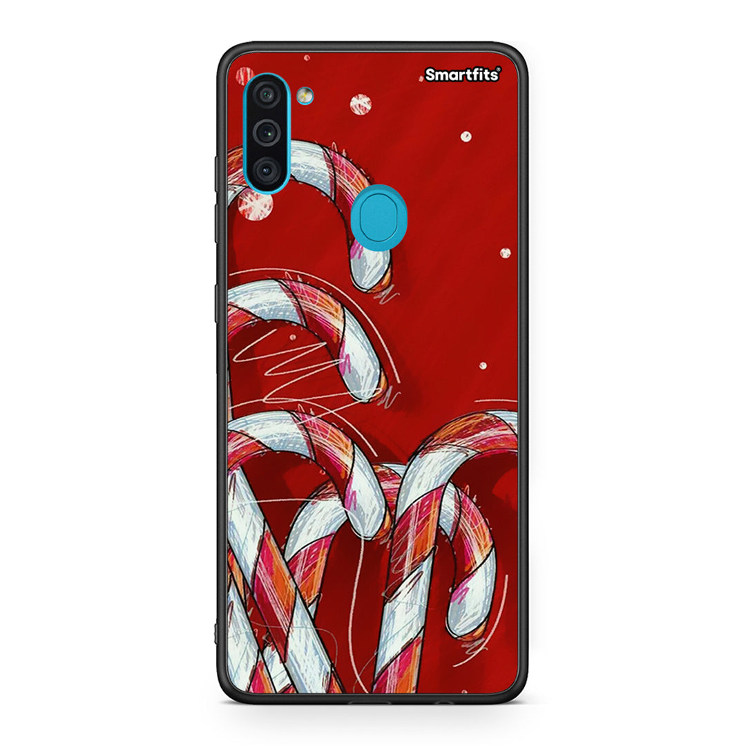 Samsung A11/M11 Candy Cane θήκη από τη Smartfits με σχέδιο στο πίσω μέρος και μαύρο περίβλημα | Smartphone case with colorful back and black bezels by Smartfits