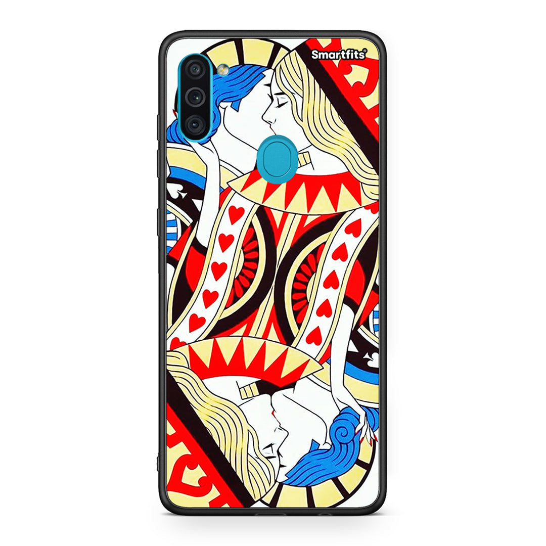 Samsung A11/M11 Card Love θήκη από τη Smartfits με σχέδιο στο πίσω μέρος και μαύρο περίβλημα | Smartphone case with colorful back and black bezels by Smartfits