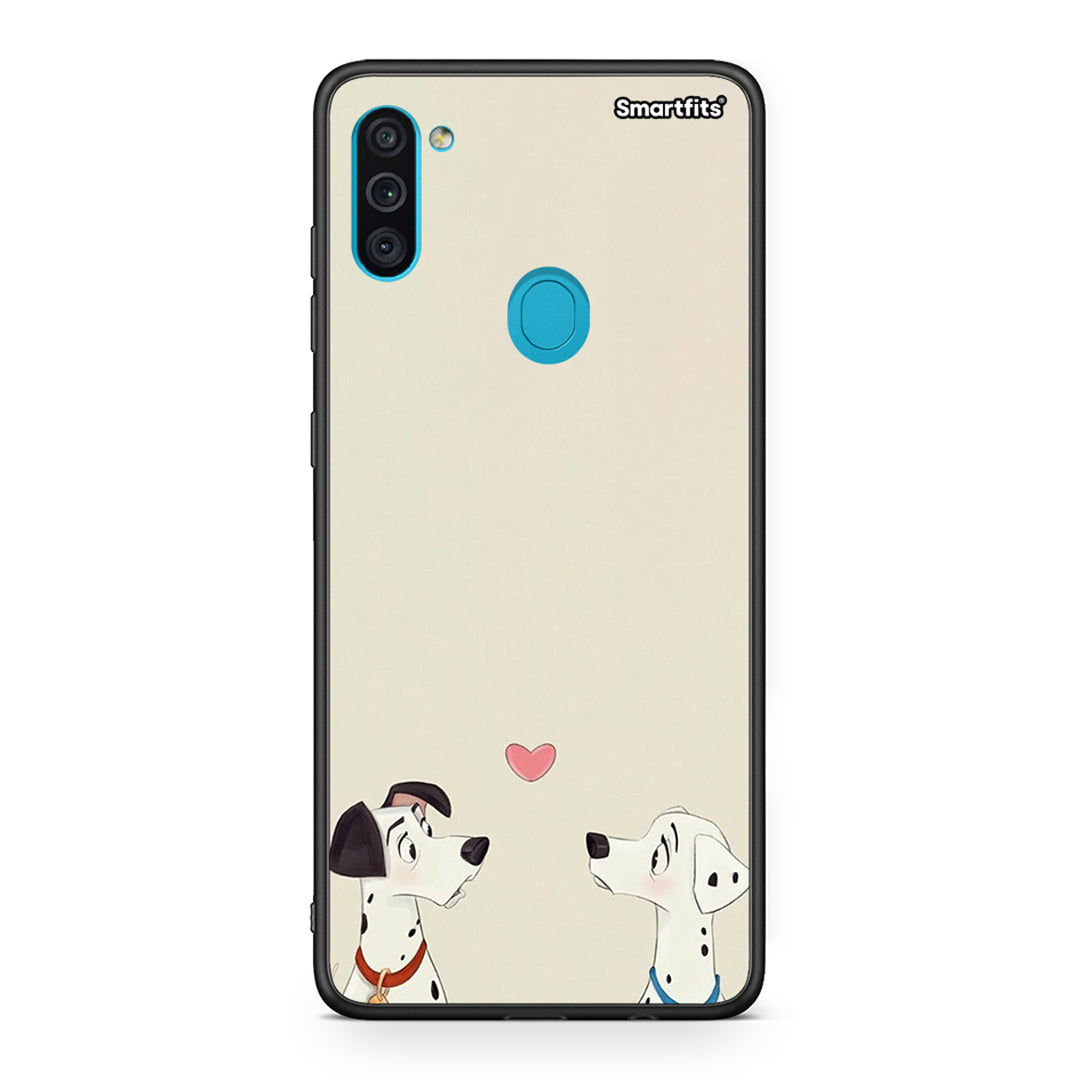 Samsung A11/M11 Dalmatians Love θήκη από τη Smartfits με σχέδιο στο πίσω μέρος και μαύρο περίβλημα | Smartphone case with colorful back and black bezels by Smartfits