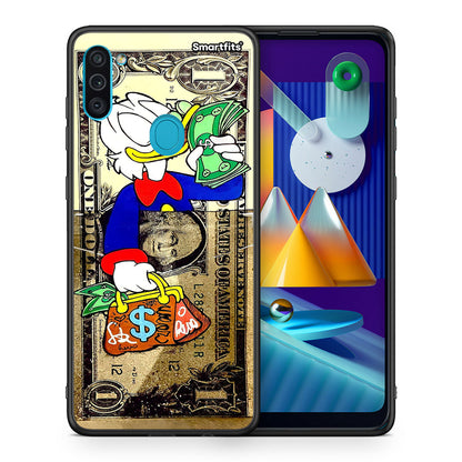 Θήκη Samsung A11 / M11 Duck Money από τη Smartfits με σχέδιο στο πίσω μέρος και μαύρο περίβλημα | Samsung A11 / M11 Duck Money case with colorful back and black bezels