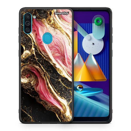 Θήκη Samsung A11/M11 Glamorous Pink Marble από τη Smartfits με σχέδιο στο πίσω μέρος και μαύρο περίβλημα | Samsung A11/M11 Glamorous Pink Marble case with colorful back and black bezels