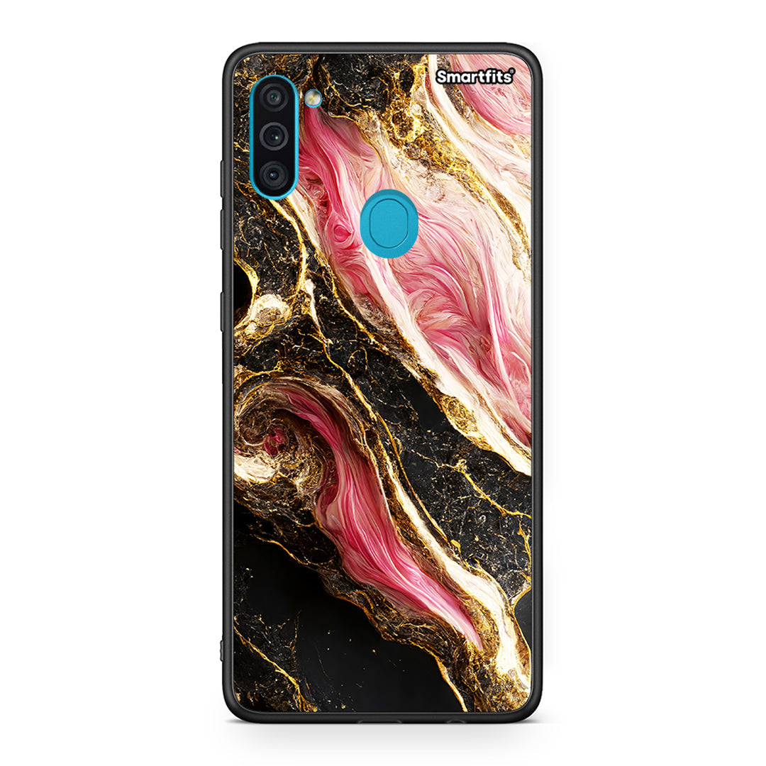 Samsung A11/M11 Glamorous Pink Marble θήκη από τη Smartfits με σχέδιο στο πίσω μέρος και μαύρο περίβλημα | Smartphone case with colorful back and black bezels by Smartfits