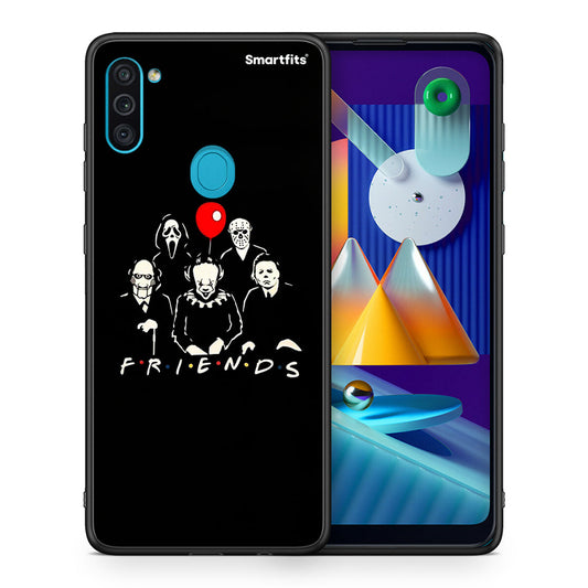 Θήκη Samsung A11 / M11 Halloween Friends από τη Smartfits με σχέδιο στο πίσω μέρος και μαύρο περίβλημα | Samsung A11 / M11 Halloween Friends case with colorful back and black bezels