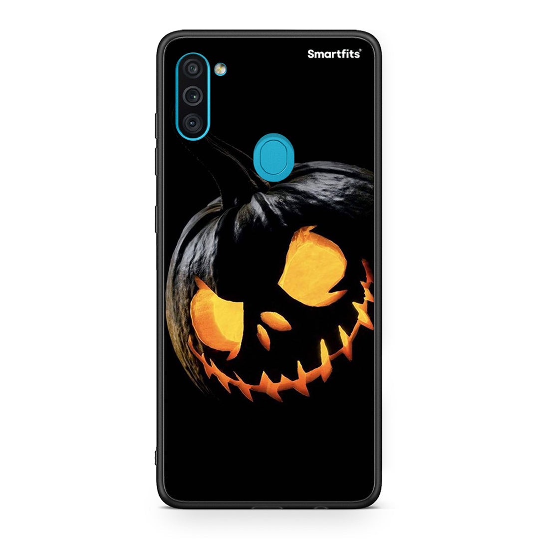 Samsung A11 / M11 Halloween Scary Pumpkin Θήκη από τη Smartfits με σχέδιο στο πίσω μέρος και μαύρο περίβλημα | Smartphone case with colorful back and black bezels by Smartfits