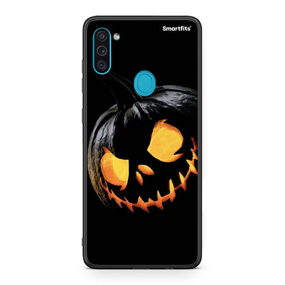 Samsung A11 / M11 Halloween Scary Pumpkin Θήκη από τη Smartfits με σχέδιο στο πίσω μέρος και μαύρο περίβλημα | Smartphone case with colorful back and black bezels by Smartfits