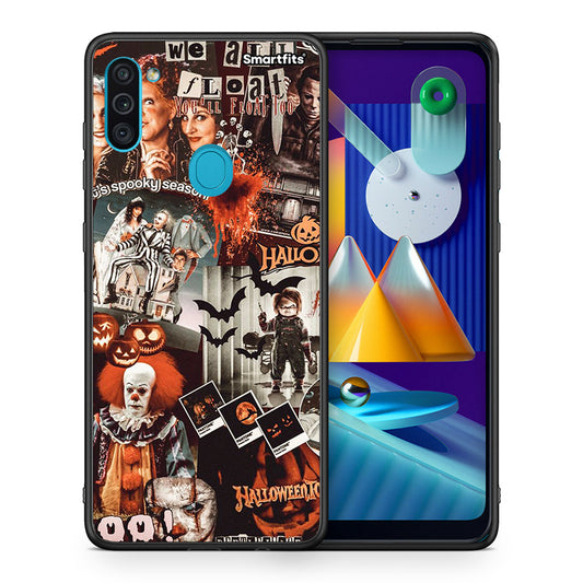 Θήκη Samsung A11 / M11 Halloween Spooky Season από τη Smartfits με σχέδιο στο πίσω μέρος και μαύρο περίβλημα | Samsung A11 / M11 Halloween Spooky Season case with colorful back and black bezels