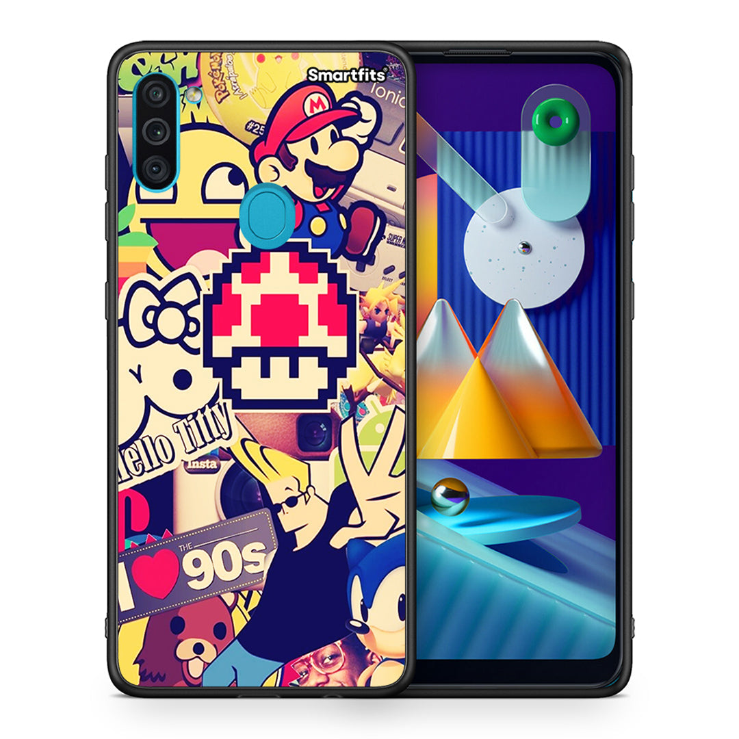 Θήκη Samsung A11/M11 Love The 90s από τη Smartfits με σχέδιο στο πίσω μέρος και μαύρο περίβλημα | Samsung A11/M11 Love The 90s case with colorful back and black bezels